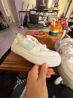 Nike White Low-Top Sneakers with Mint Swoosh